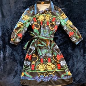 Scarf print Shirt Dress- Size M